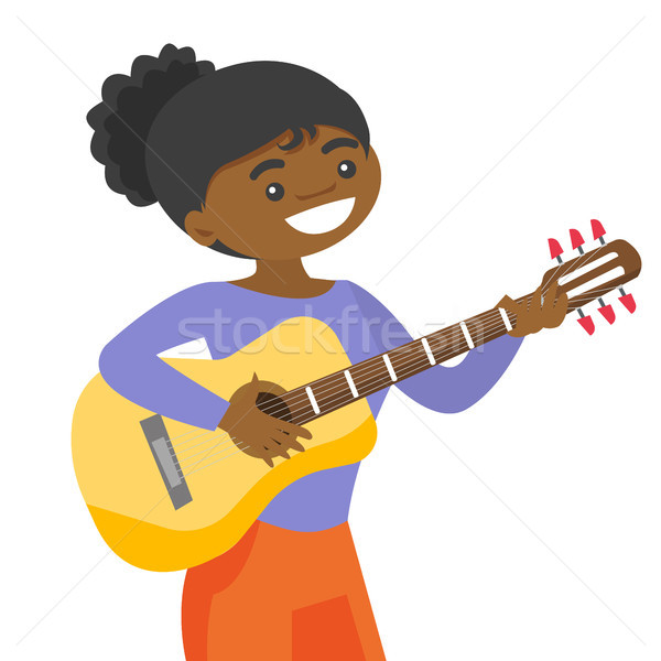 Young african-american artist playing guitar. Stock photo © RAStudio