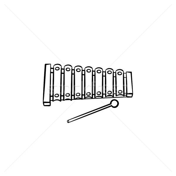 Stock photo: Xylophone toy hand drawn outline doodle icon.