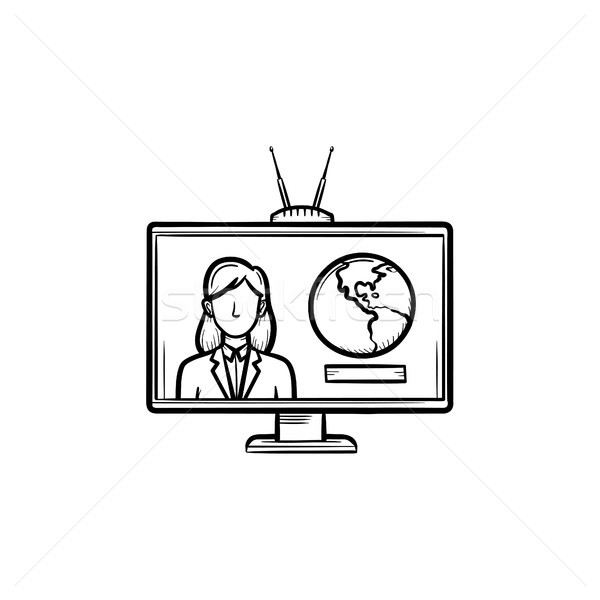 TV report hand drawn outline doodle icon. Stock photo © RAStudio