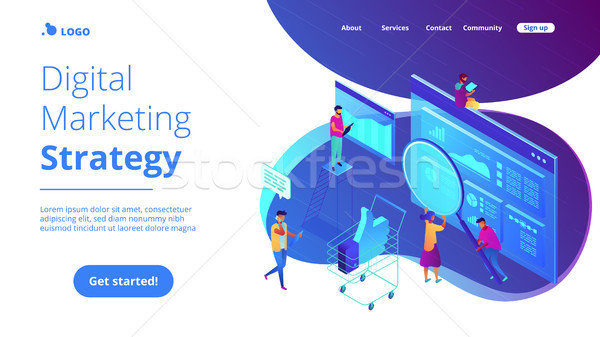 Isometric digital marketing strategy landing page. Stock photo © RAStudio