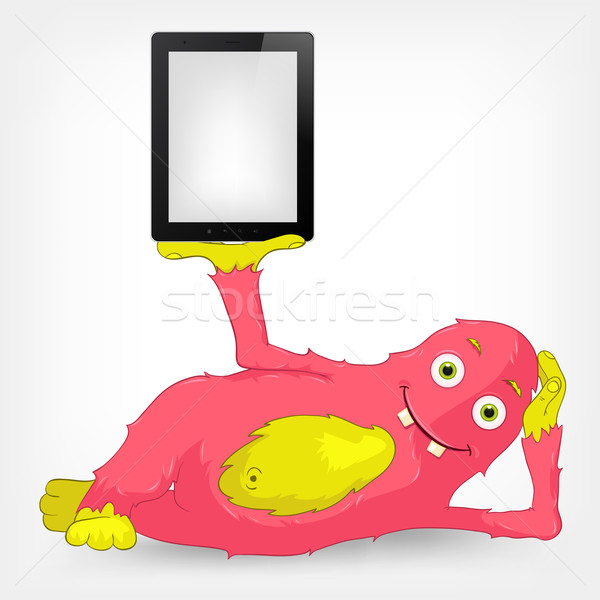 Funny potwora tabletka użytkownik odizolowany Zdjęcia stock © RAStudio
