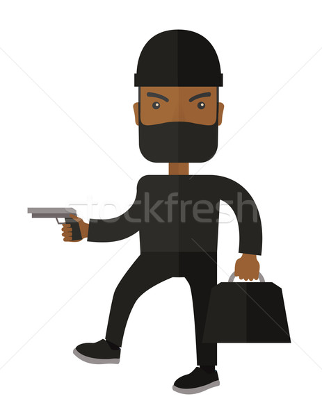 Man zwarte vent zwart pak masker Stockfoto © RAStudio