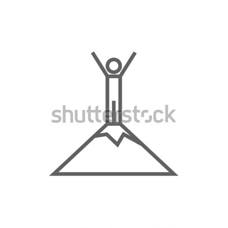 [[stock_photo]]: Homme · permanent · haut · montagne · ligne · icône