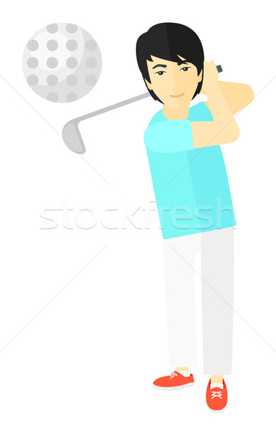 Jogador de golfe bola asiático vetor projeto ilustração Foto stock © RAStudio