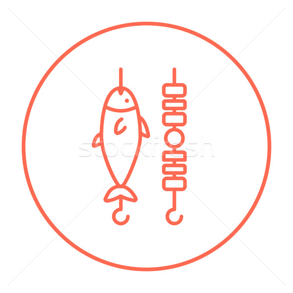 кебаб гриль рыбы линия икона веб Сток-фото © RAStudio