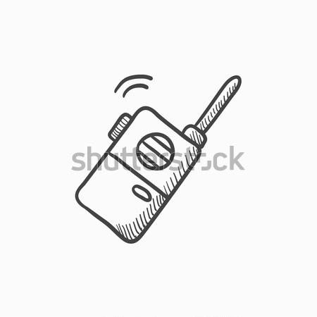 Stock photo: Portable radio set sketch icon.