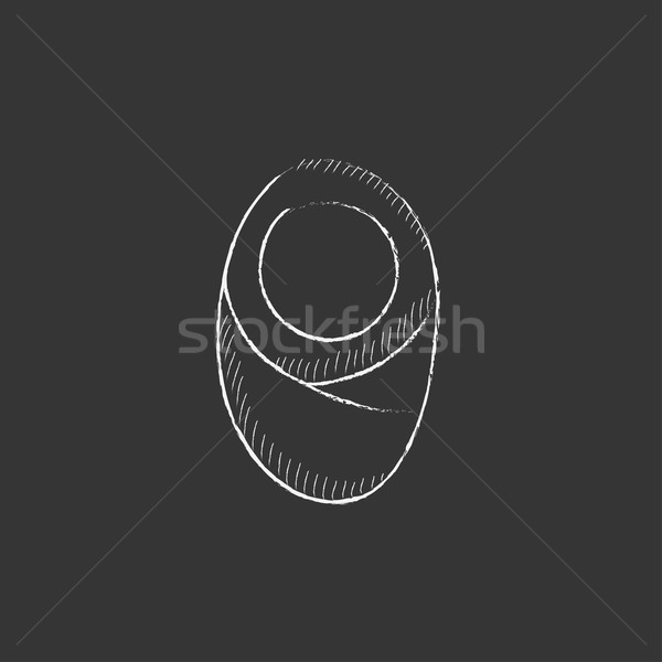 Infant wrapped in swaddling clothes. Drawn in chalk icon. Stock photo © RAStudio