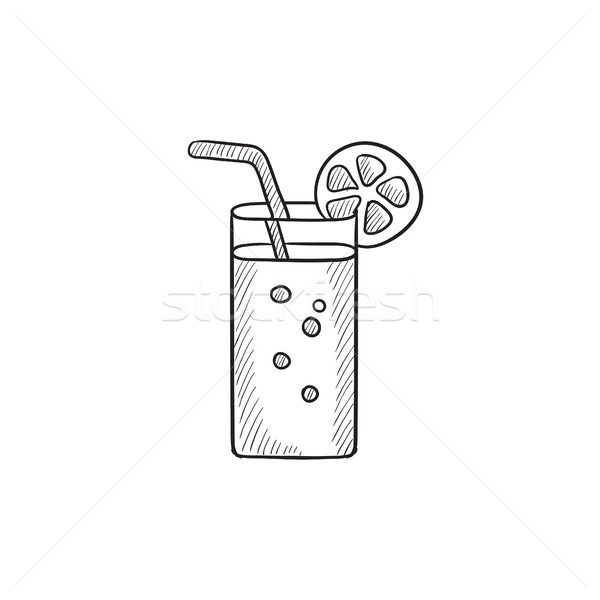 стекла питьевой соломы эскиз икона вектора Сток-фото © RAStudio