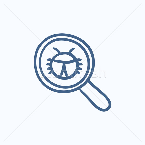 Bug vergrootglas schets icon vector geïsoleerd Stockfoto © RAStudio