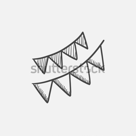 Christmas triangular flags sketch icon. Stock photo © RAStudio