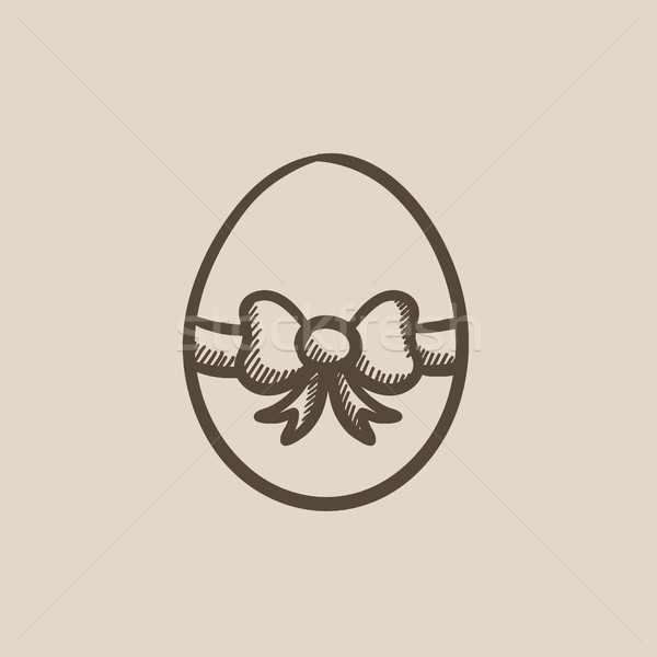 Easter egg with ribbon sketch icon. Stock photo © RAStudio