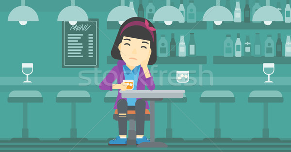 Woman drinking at the bar vector illustration. Stock photo © RAStudio