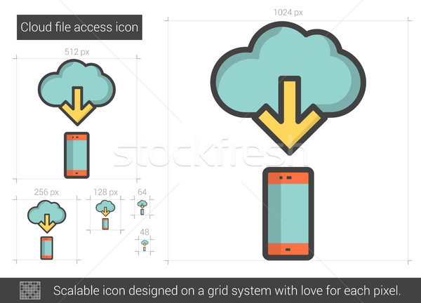 Foto d'archivio: Nube · file · accesso · line · icona · vettore