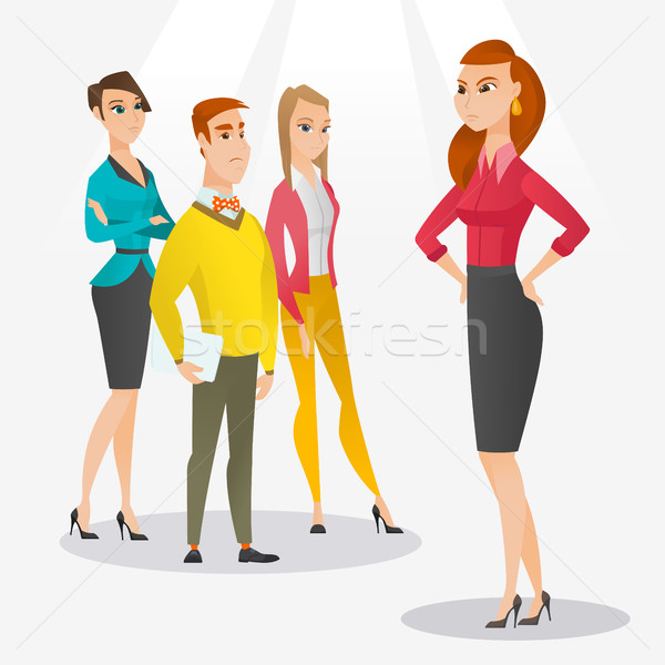 Angry boss with employees during meeting. Stock photo © RAStudio
