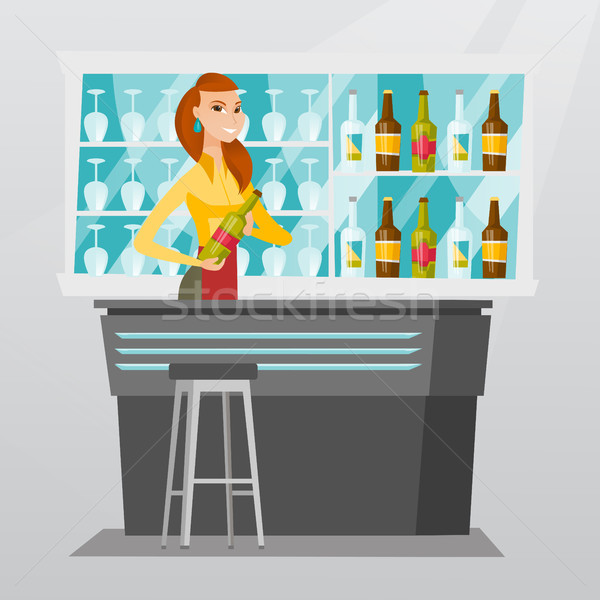 Bartender standing at the bar counter. Stock photo © RAStudio