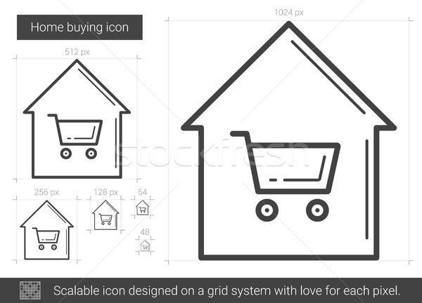 Zdjęcia stock: Domu · zakupu · line · ikona · wektora · odizolowany