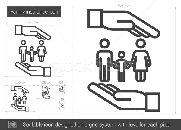 Familie Versicherung line Symbol Vektor isoliert Stock foto © RAStudio