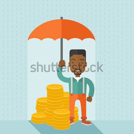Businessman insurance agent with umbrella. Stock photo © RAStudio