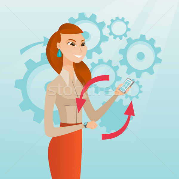 Synchronization between smartwatch and smartphone. Stock photo © RAStudio