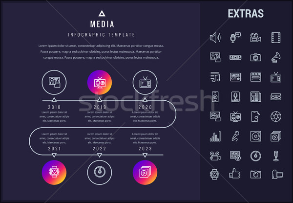 Media infografica modello elementi icone timeline Foto d'archivio © RAStudio