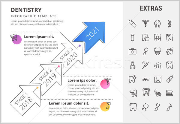 Odontoiatria infografica modello elementi icone timeline Foto d'archivio © RAStudio