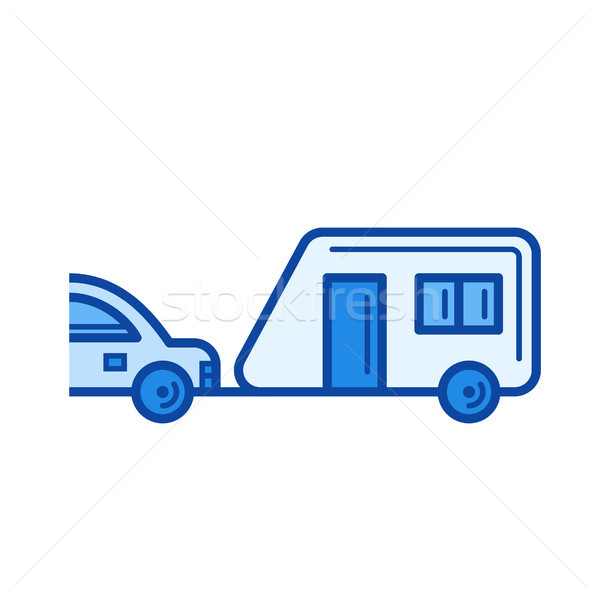 Stock photo: Travel trailer line icon.