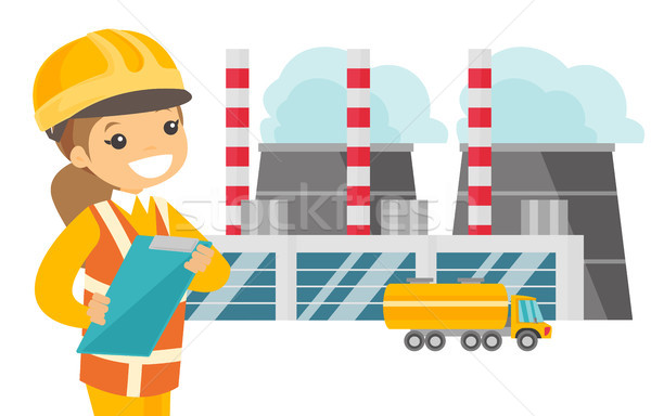 Caucasian man standing on the background of plant. Stock photo © RAStudio