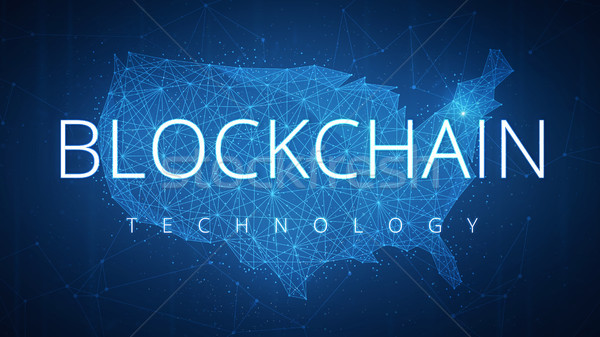 Blockchain technology hud banner with USA map. Stock photo © RAStudio