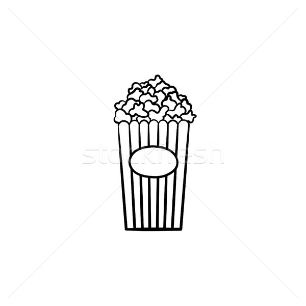 Popcorn Hand gezeichnet Skizze Symbol Gliederung Doodle Stock foto © RAStudio