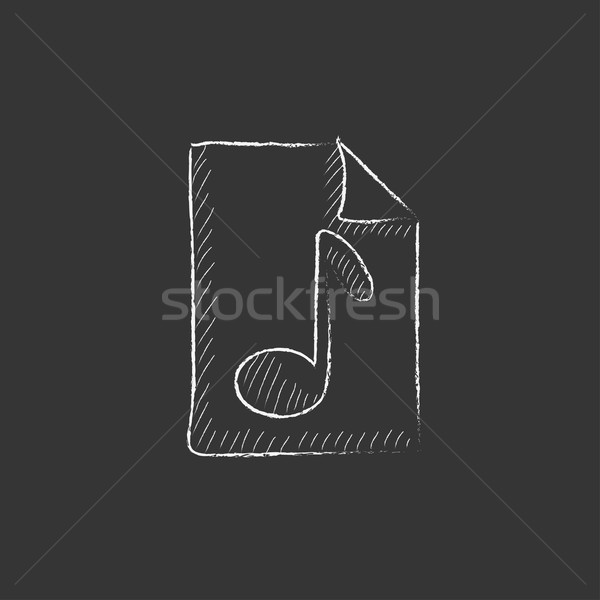 Musical note drawn on sheet. Drawn in chalk icon. Stock photo © RAStudio