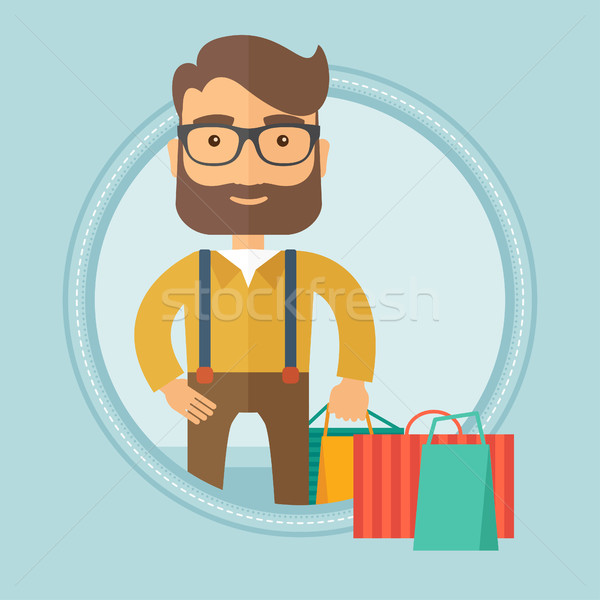 Man with shopping bags vector illustration. Stock photo © RAStudio