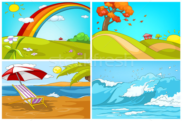 Vector cartoon set of landscapes backgrounds. Stock photo © RAStudio