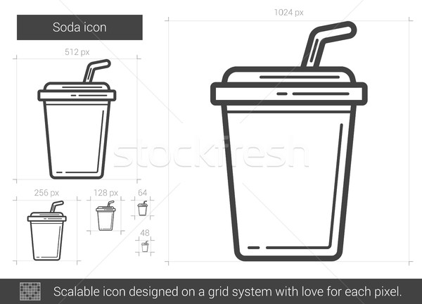 Stok fotoğraf: Soda · hat · ikon · vektör · yalıtılmış · beyaz