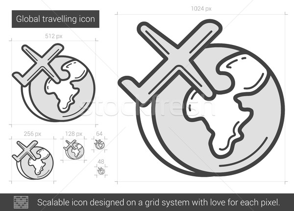 La nivel mondial calator linie icoană vector izolat Imagine de stoc © RAStudio