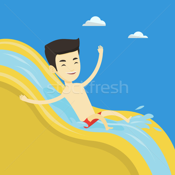 Man riding down waterslide vector illustration. Stock photo © RAStudio