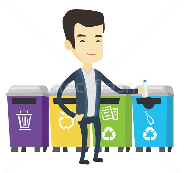 Adam uzak plastik şişe Asya Stok fotoğraf © RAStudio