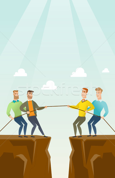 Two groups of business people pulling rope. Stock photo © RAStudio