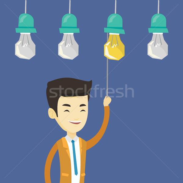 Férfi üzlet ötlet ázsiai üzletember akasztás Stock fotó © RAStudio