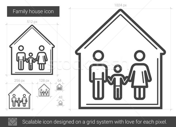 Stockfoto: Familie · huis · lijn · icon · vector · geïsoleerd