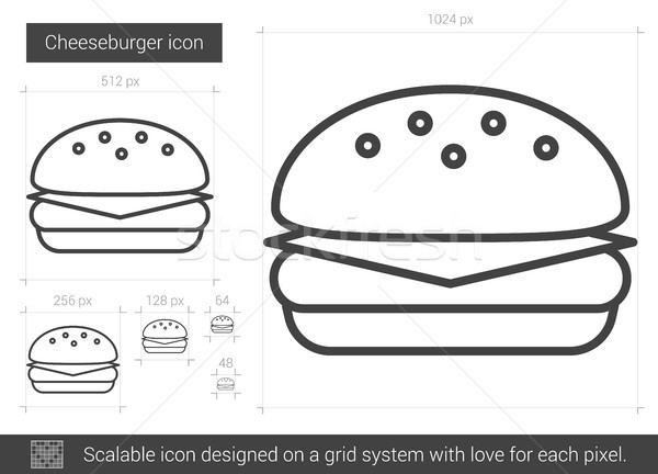 Cheeseburger linie icoană vector izolat alb Imagine de stoc © RAStudio