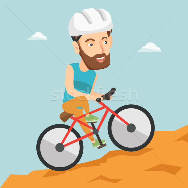 Young man on bicycle traveling in the mountains. Stock photo © RAStudio