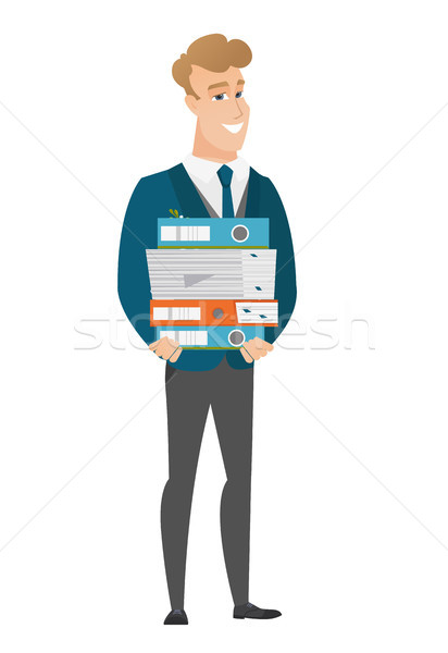 Groom holding pile of folders. Stock photo © RAStudio