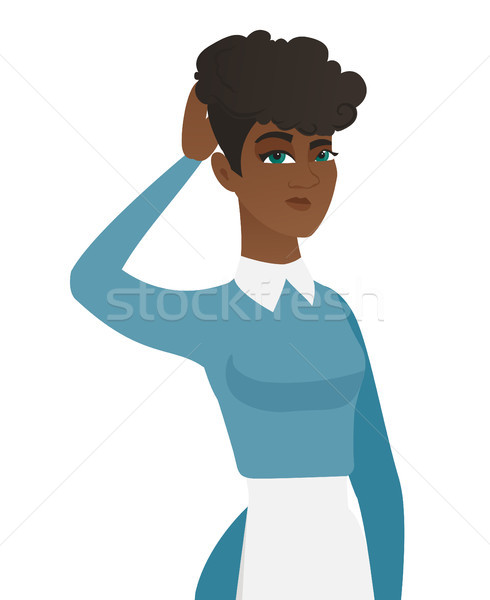 Young african-american cleaner scratching her head Stock photo © RAStudio