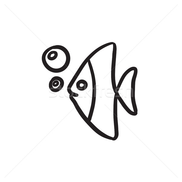 Fish under water sketch icon. Stock photo © RAStudio