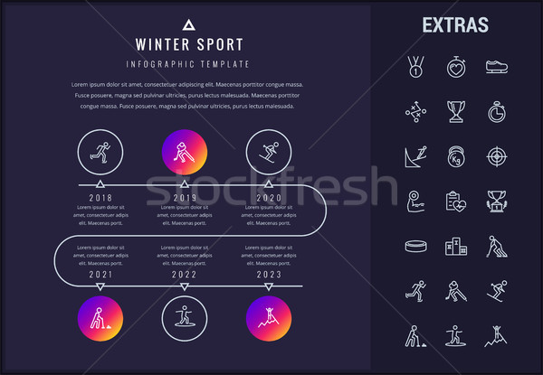 ウィンタースポーツ インフォグラフィック テンプレート 要素 アイコン タイムライン ストックフォト © RAStudio