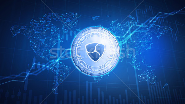 NEM coin on hud background with bull stock chart. Stock photo © RAStudio