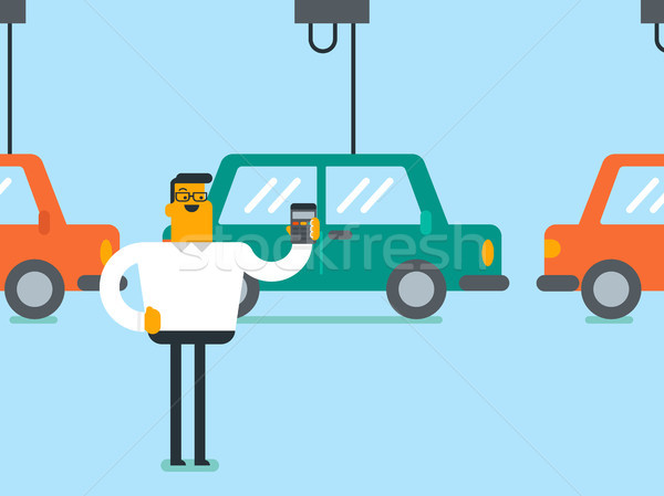 Worker controlling automated assembly line for car Stock photo © RAStudio