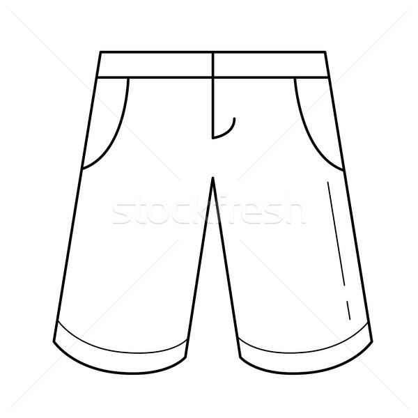 Foto stock: Shorts · vector · línea · icono · aislado · blanco