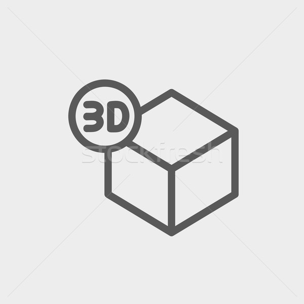 Three D box thin line icon Stock photo © RAStudio