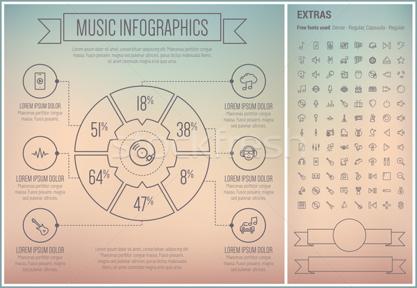 Music Line Design Infographic Template Stock photo © RAStudio